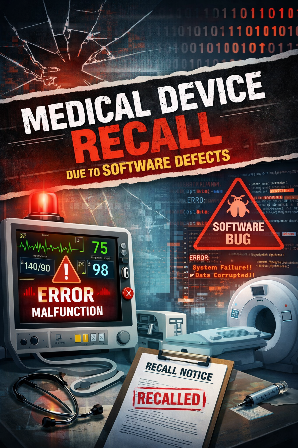 image representing the recall of a medical device due to software defects
